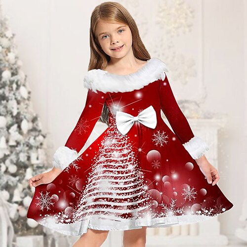 Kids Girls' Christmas Dress Christmas Tree Casual Dress Above Knee Dress Christmas Gifts Fur Trim Crew Neck Long Sleeve Adorable Dress 2-13 Years Winter Wine
Kids Girls' Christmas Dress Christmas Tree Casual Dress Above Knee Dress Christmas Gifts Fur Trim Crew Neck Long Sleeve Adorable Dress 2-13 Years Winter Wine