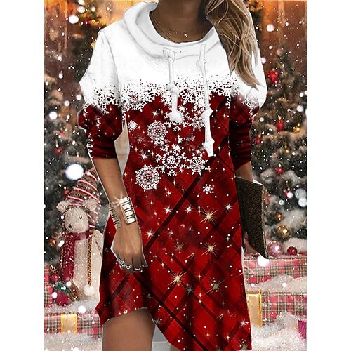 Women's Christmas Hoodie Dress Shift Dress Mini Dress Green Blue Wine Long Sleeve Plaid Snowflake Print Winter Fall Hooded Vacation Casual 2022 S M L XL XXL 3XL
Women's Christmas Hoodie Dress Shift Dress Mini Dress Green Blue Wine Long Sleeve Plaid Snowflake Print Winter Fall Hooded Vacation Casual 2022 S M L XL XXL 3XL