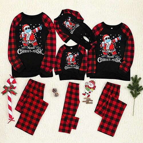 Christmas Pajamas Family Plaid Letter Santa Claus Home Black Long Sleeve Basic Matching Outfits
Christmas Pajamas Family Plaid Letter Santa Claus Home Black Long Sleeve Basic Matching Outfits