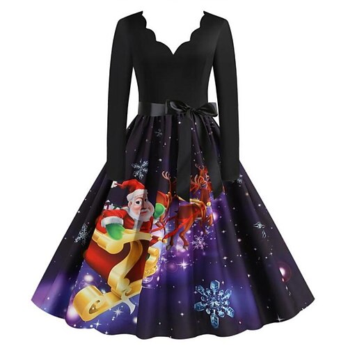 Women's Christmas Party Dress Swing Dress Vintage Dress Midi Dress Black Blue Purple Long Sleeve Santa Claus Print Winter Fall Autumn V Neck Elegant Dress 2022 S M L XL 2XL 3XL
Women's Christmas Party Dress Swing Dress Vintage Dress Midi Dress Black Blue Purple Long Sleeve Santa Claus Print Winter Fall Autumn V Neck Elegant Dress 2022 S M L XL 2XL 3XL