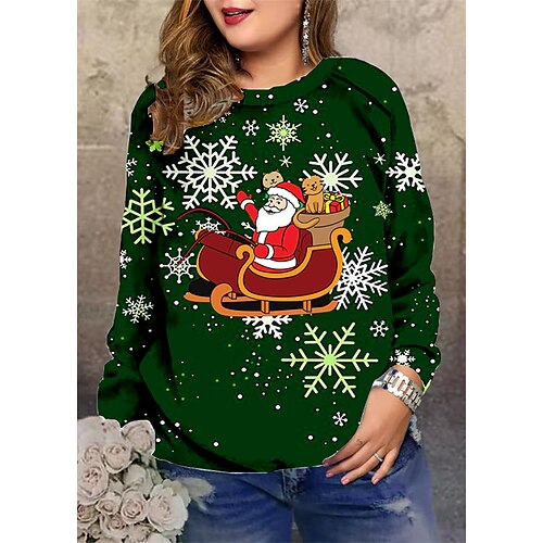 Women's Plus Size Christmas Tops Pullover Sweatshirt Graphic Deer Long Sleeve Streetwear Daily Polyester Winter Fall Green Black
Women's Plus Size Christmas Tops Pullover Sweatshirt Graphic Deer Long Sleeve Streetwear Daily Polyester Winter Fall Green Black