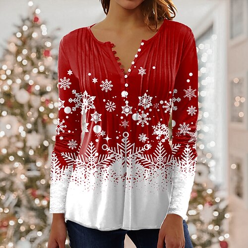 Mujer Camisa Blusa Negro Rosa Rojo Copo Botón Estampado Manga Larga Navidad Fin de semana Ropa de calle Casual Escote Redondo Regular S
Mujer Camisa Blusa Negro Rosa Rojo Copo Botón Estampado Manga Larga Navidad Fin de semana Ropa de calle Casual Escote Redondo Regular S