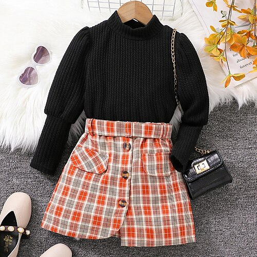 2 Pieces Toddler Girls' Plaid Skirt & Sweater Set Long Sleeve Active Performance 3-7 Years Winter Black
2 Pieces Toddler Girls' Plaid Skirt & Sweater Set Long Sleeve Active Performance 3-7 Years Winter Black