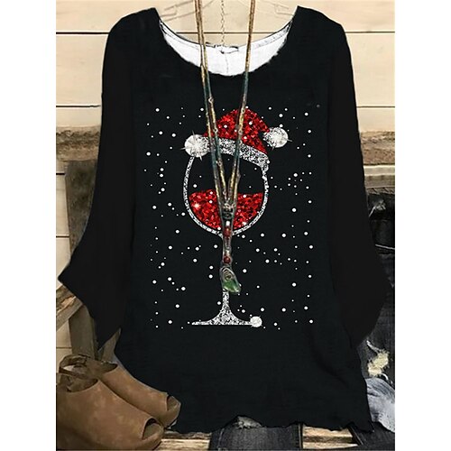 Women's Plus Size Christmas Tops Blouse Shirt Hat Print Long Sleeve Casual Festival Daily Polyester Winter Fall Black
Women's Plus Size Christmas Tops Blouse Shirt Hat Print Long Sleeve Casual Festival Daily Polyester Winter Fall Black