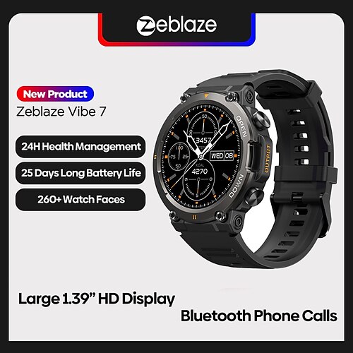 Zeblaze Vibe 7 Rugged Smartwatch Make/Receive Calls 25 days Battery Life 100 Sports Modes Smart Watch for Men
Zeblaze Vibe 7 Rugged Smartwatch Make/Receive Calls 25 days Battery Life 100 Sports Modes Smart Watch for Men