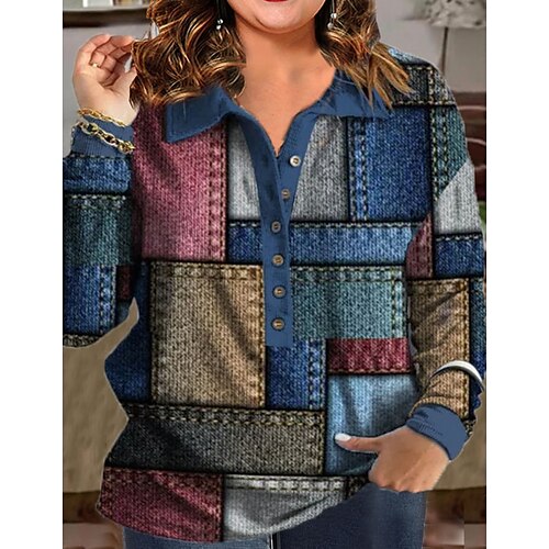 Women's Plus Size Tops Shirt Color Block Print Long Sleeve Shirt Collar Fashion Modern Daily Vacation Polyester Winter Fall Blue
Women's Plus Size Tops Shirt Color Block Print Long Sleeve Shirt Collar Fashion Modern Daily Vacation Polyester Winter Fall Blue