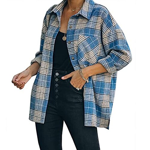 Women's Jacket Casual Jacket Causal Button Plaid Breathable Fashion Regular Fit Outerwear Long Sleeve Winter Green S
Women's Jacket Casual Jacket Causal Button Plaid Breathable Fashion Regular Fit Outerwear Long Sleeve Winter Green S