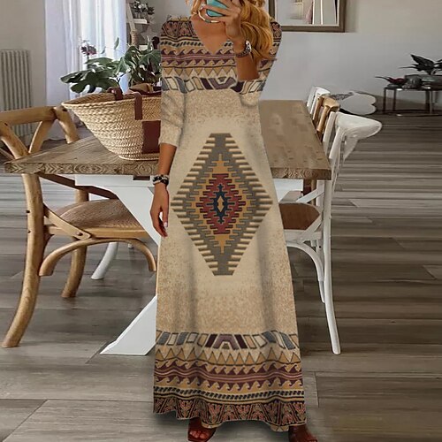 Women's Casual Dress Shift Dress Boho Dress Long Dress Maxi Dress Khaki 3/4 Length Sleeve Graphic Print Winter Fall Spring V Neck Stylish Weekend 2022 S M L XL XXL 3XL
Women's Casual Dress Shift Dress Boho Dress Long Dress Maxi Dress Khaki 3/4 Length Sleeve Graphic Print Winter Fall Spring V Neck Stylish Weekend 2022 S M L XL XXL 3XL