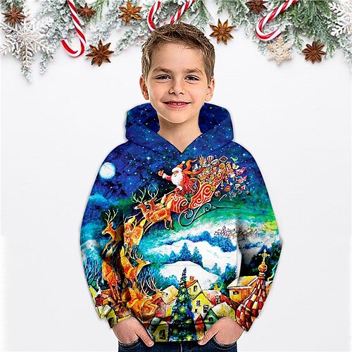 Kids Boys Christmas Hoodie Pullover Santa Claus Elk Long Sleeve Pocket Children Top Christmas Gifts 3D Print Hoodie Daily Blue Winter 3-12 Years
Kids Boys Christmas Hoodie Pullover Santa Claus Elk Long Sleeve Pocket Children Top Christmas Gifts 3D Print Hoodie Daily Blue Winter 3-12 Years