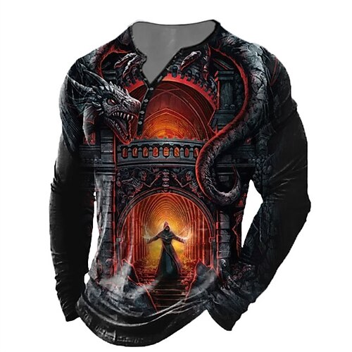 Homme Chemise Henley Shirt T shirt Tee Tee Graphic Dragon Henley Noir 3D effet Extérieur du quotidien manche longue Bouton bas Imprimer Vêtement Tenue basique Classique Confortable
Homme Chemise Henley Shirt T shirt Tee Tee Graphic Dragon Henley Noir 3D effet Extérieur du quotidien manche longue Bouton bas Imprimer Vêtement Tenue basique Classique Confortable