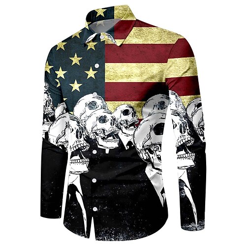 Men's Shirt Skull Graphic Prints National Flag Turndown Black / White Black Blue Wine White 3D Print Outdoor Street Long Sleeve Button-Down Print Clothing Apparel Fashion Designer Casual Soft
Men's Shirt Skull Graphic Prints National Flag Turndown Black / White Black Blue Wine White 3D Print Outdoor Street Long Sleeve Button-Down Print Clothing Apparel Fashion Designer Casual Soft
