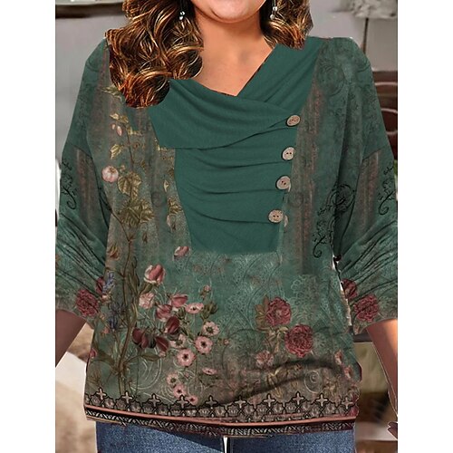 Women's Plus Size Tops Blouse Floral 3/4 Length Sleeve V Neck Casual Modern Daily Vacation Polyester Winter Fall Green
Women's Plus Size Tops Blouse Floral 3/4 Length Sleeve V Neck Casual Modern Daily Vacation Polyester Winter Fall Green