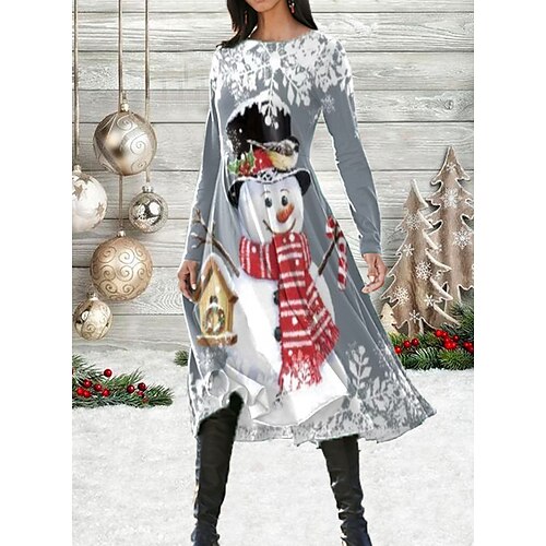 Women's Casual Dress Swing Dress Midi Dress Blue Light Blue Gray Long Sleeve Snowman Pocket Winter Fall Autumn Fashion Wedding Christmas Daily 2022 S M L XL XXL 3XL
Women's Casual Dress Swing Dress Midi Dress Blue Light Blue Gray Long Sleeve Snowman Pocket Winter Fall Autumn Fashion Wedding Christmas Daily 2022 S M L XL XXL 3XL
