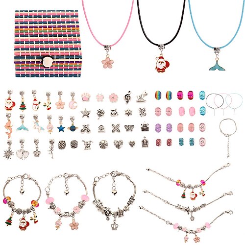 Pink Crystal Bracelet Children's Bracelet Large Hole String Beads DIY Christmas Gift Box Set Wax Rope Pendant Necklace Women
Pink Crystal Bracelet Children's Bracelet Large Hole String Beads DIY Christmas Gift Box Set Wax Rope Pendant Necklace Women