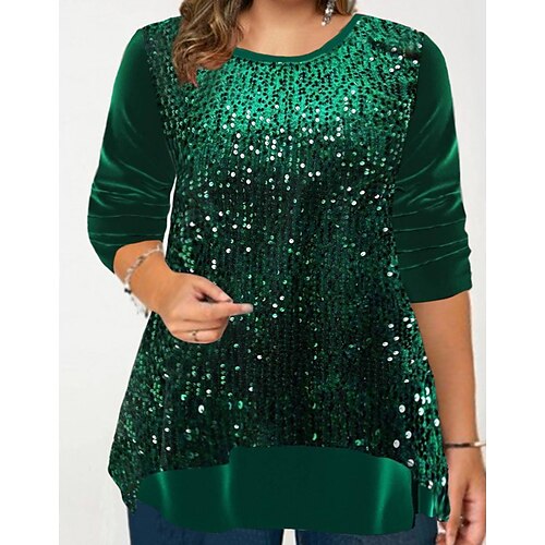 Women's Plus Size Tops Blouse Plain Sequins 3/4 Length Sleeve Crew Neck Fashion Modern Formal Party Velvet Winter Fall Green
Women's Plus Size Tops Blouse Plain Sequins 3/4 Length Sleeve Crew Neck Fashion Modern Formal Party Velvet Winter Fall Green