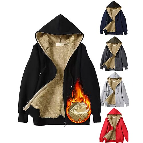 Women's Hoodie Jacket Thick Sherpa Lined Winter Fleece Zipper Pocket Solid Color Dark Grey Light Grey Fleece Yoga Fitness Gym Workout Jacket Top Long Sleeve Sport Activewear Windproof Micro-elastic
Women's Hoodie Jacket Thick Sherpa Lined Winter Fleece Zipper Pocket Solid Color Dark Grey Light Grey Fleece Yoga Fitness Gym Workout Jacket Top Long Sleeve Sport Activewear Windproof Micro-elastic