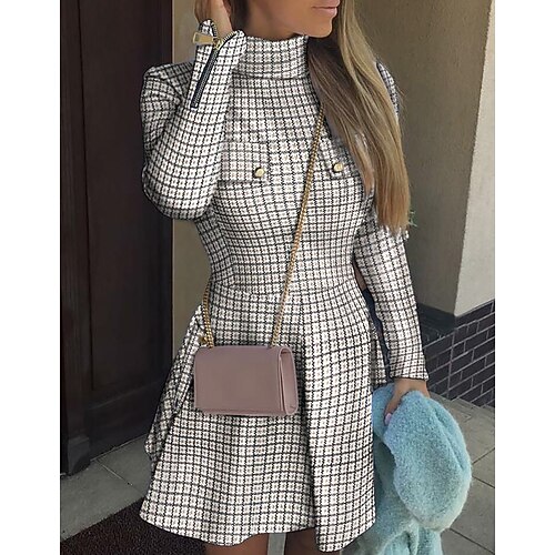 Women's Party Dress Holiday Dress Skater Dress Midi Dress White Long Sleeve Plaid Print Winter Fall Spring Turtleneck Fashion Winter Dress Office Daily 2022 S M L XL 2XL 3XL
Women's Party Dress Holiday Dress Skater Dress Midi Dress White Long Sleeve Plaid Print Winter Fall Spring Turtleneck Fashion Winter Dress Office Daily 2022 S M L XL 2XL 3XL