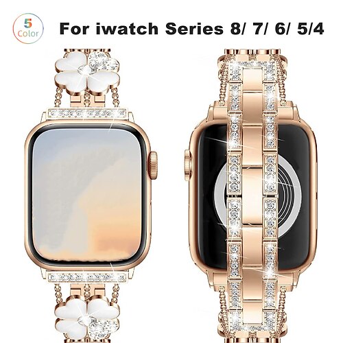 Smart Watch Band Compatible with Apple Watch Bands 45 44 42 41 40 38 MM Fashion Unique Elegant Bling Clover Metal Strap for IWatch Series 8 7 6 5 4 3 2 1 SE
Smart Watch Band Compatible with Apple Watch Bands 45 44 42 41 40 38 MM Fashion Unique Elegant Bling Clover Metal Strap for IWatch Series 8 7 6 5 4 3 2 1 SE