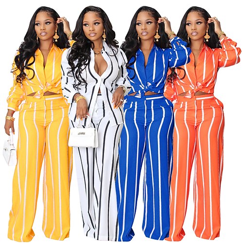 Women's Pants Sets Streetwear Blue Yellow Work Casual Daily Striped Print Shirt Collar S M L XL XXL
Women's Pants Sets Streetwear Blue Yellow Work Casual Daily Striped Print Shirt Collar S M L XL XXL