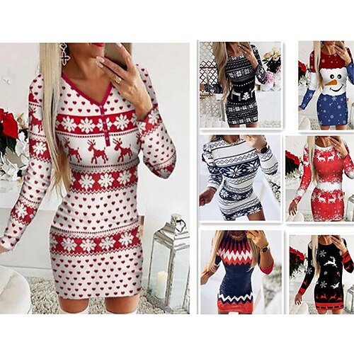 Women's Christmas Casual Dress Bodycon Short Mini Dress Blue Wine Red White Black Long Sleeve Elk Snowman Tree Knit Fall Winter Crew Neck Casual Mature 2022 S M L XL XXL
Women's Christmas Casual Dress Bodycon Short Mini Dress Blue Wine Red White Black Long Sleeve Elk Snowman Tree Knit Fall Winter Crew Neck Casual Mature 2022 S M L XL XXL