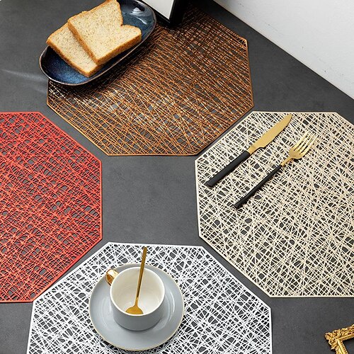 Gold Octagon Placemats Coasters for Dinner Table Metallic Hollow Out Line Circle Table Mats Vinyl PVC Place Mats for Table Decor Wedding Centerpiece
Gold Octagon Placemats Coasters for Dinner Table Metallic Hollow Out Line Circle Table Mats Vinyl PVC Place Mats for Table Decor Wedding Centerpiece