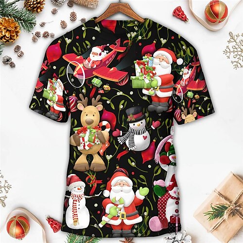 Men's T shirt Tee Santa Claus Graphic Prints Crew Neck Black 3D Print Outdoor Christmas Short Sleeve Print Clothing Apparel Sports Designer Casual
Men's T shirt Tee Santa Claus Graphic Prints Crew Neck Black 3D Print Outdoor Christmas Short Sleeve Print Clothing Apparel Sports Designer Casual