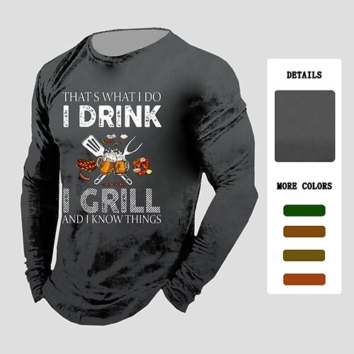 Men's T shirt Tee Graphic Prints Beer Crew Neck Wine Blue Army Green Dark Gray 3D Print Outdoor Street Long Sleeve Print Clothing Apparel Basic Vintage Sports Designer
Men's T shirt Tee Graphic Prints Beer Crew Neck Wine Blue Army Green Dark Gray 3D Print Outdoor Street Long Sleeve Print Clothing Apparel Basic Vintage Sports Designer