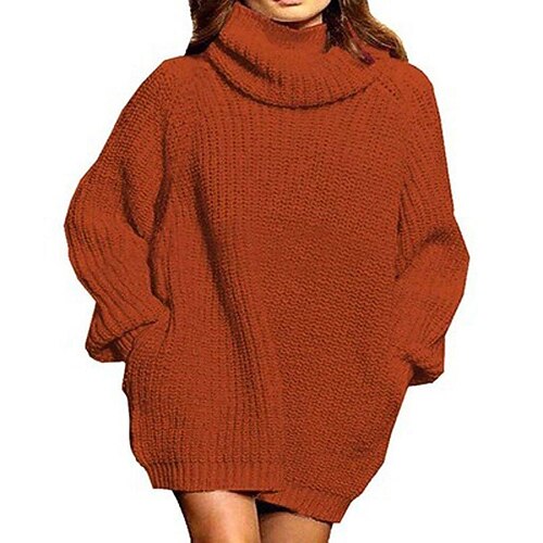 Women's Sweater Dress Winter Dress Burnt Orange Dress Wine Red Green Black Blue Khaki Orange Brown Gray White Long Sleeve Pure Color Winter Fall Turtleneck Casual Fit S M L XL 
Women's Sweater Dress Winter Dress Burnt Orange Dress Wine Red Green Black Blue Khaki Orange Brown Gray White Long Sleeve Pure Color Winter Fall Turtleneck Casual Fit S M L XL