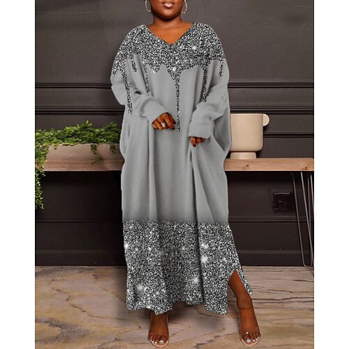 Women's Plus Size Christmas Dress Print V Neck Long Sleeve Winter Fall Modern Maxi long Dress Daily Dress
Women's Plus Size Christmas Dress Print V Neck Long Sleeve Winter Fall Modern Maxi long Dress Daily Dress