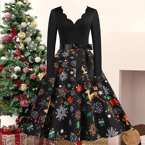 Women's Christmas Casual Dress Swing Dress Vintage Dress Midi Dress Black Wine Orange Long Sleeve Animal Bow Winter Fall Autumn V Neck 2022 S M L XL XXL 3XL
Women's Christmas Casual Dress Swing Dress Vintage Dress Midi Dress Black Wine Orange Long Sleeve Animal Bow Winter Fall Autumn V Neck 2022 S M L XL XXL 3XL