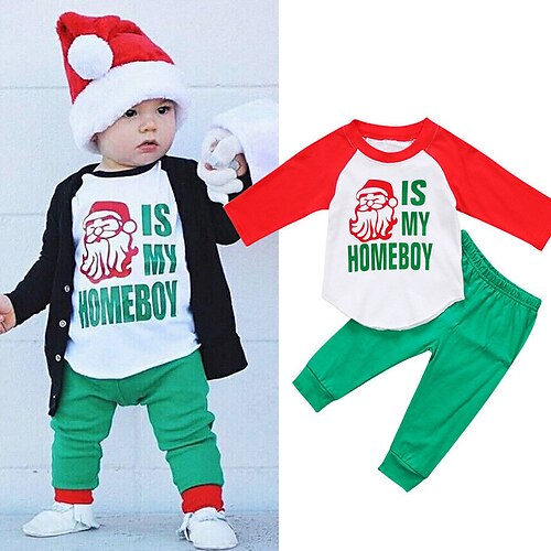 Toddler Boys 2 Pieces Christmas T-shirt & Pants Long Sleeve Green Graphic Crewneck Winter Fall Fashion Home 3-7 Years
Toddler Boys 2 Pieces Christmas T-shirt & Pants Long Sleeve Green Graphic Crewneck Winter Fall Fashion Home 3-7 Years