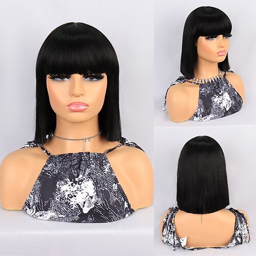 

Synthetic Wig Straight With Bangs Machine Made Wig Short A1 A2 A3 A4 A5 Synthetic Hair Women's Soft Classic Easy to Carry Blonde Red Black