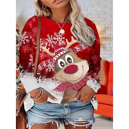 Women's Plus Size Christmas Tops T shirt Tee Animal Deer Print Long Sleeve Crew Neck Casual Festival Daily Polyester Winter Fall Red
Women's Plus Size Christmas Tops T shirt Tee Animal Deer Print Long Sleeve Crew Neck Casual Festival Daily Polyester Winter Fall Red