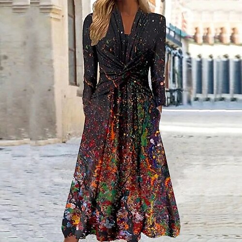 Women's Casual Dress Swing Dress Midi Dress Black Long Sleeve Graphic Print Winter Fall Spring V Neck Stylish Vacation 2022 S M L XL XXL 3XL
Women's Casual Dress Swing Dress Midi Dress Black Long Sleeve Graphic Print Winter Fall Spring V Neck Stylish Vacation 2022 S M L XL XXL 3XL