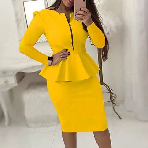 Women's Dress Set Two Piece Dress Bodycon Midi Dress Black Yellow Red Long Sleeve Pure Color Ruffle Winter Fall Autumn Crew Neck Mature Winter Dress Weekend Fall Dress 2022 S M L XL XXL
Women's Dress Set Two Piece Dress Bodycon Midi Dress Black Yellow Red Long Sleeve Pure Color Ruffle Winter Fall Autumn Crew Neck Mature Winter Dress Weekend Fall Dress 2022 S M L XL XXL