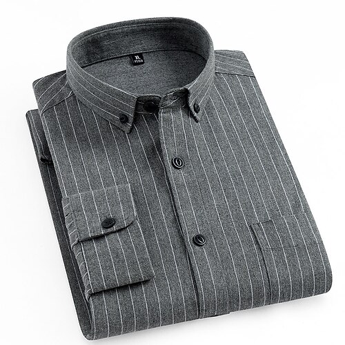 Men's Thermal Shirt Standard Fit Long Sleeve Lapel Stripe Cotton Light Grey Dark Grey 2022
Men's Thermal Shirt Standard Fit Long Sleeve Lapel Stripe Cotton Light Grey Dark Grey 2022