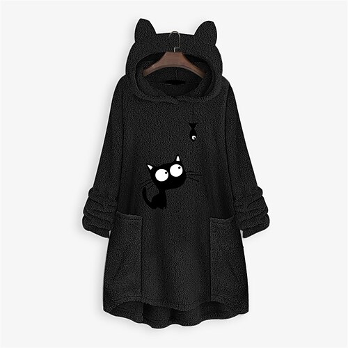 Women's Plus Size Tops Hoodie Sweatshirt Cat Embroidered Button Long Sleeve Hooded Casual Holiday Daily Going out Polyester Winter Fall Black Royal Blue
Women's Plus Size Tops Hoodie Sweatshirt Cat Embroidered Button Long Sleeve Hooded Casual Holiday Daily Going out Polyester Winter Fall Black Royal Blue
