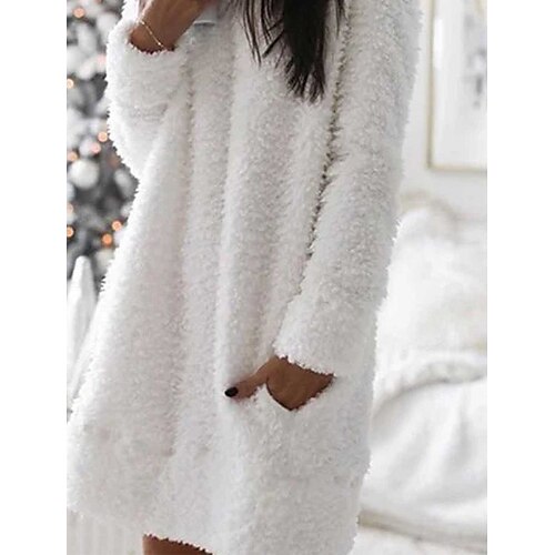 Women's Hoodie Dress Sherpa Fleece Teddy Pocket Black Pink White Solid Color Street Round Neck Long Sleeve Fleece S M L XL 2XL
Women's Hoodie Dress Sherpa Fleece Teddy Pocket Black Pink White Solid Color Street Round Neck Long Sleeve Fleece S M L XL 2XL