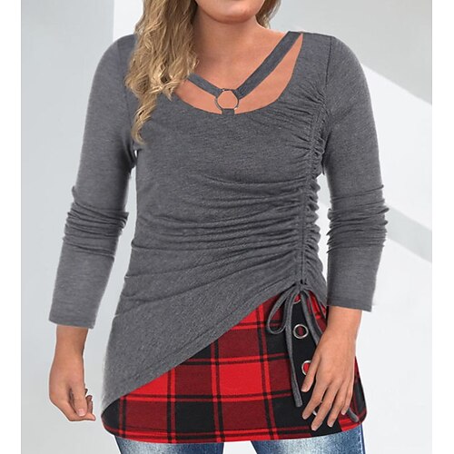 Women's Plus Size Tops Blouse Plaid Long Sleeve V Neck Casual Modern Daily Vacation Polyester Winter Fall Gray
Women's Plus Size Tops Blouse Plaid Long Sleeve V Neck Casual Modern Daily Vacation Polyester Winter Fall Gray