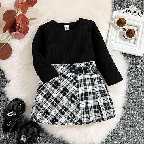2 Pieces Toddler Girls' Plaid Skirt & Sweater Set Long Sleeve Active Performance 3-7 Years Winter Black
2 Pieces Toddler Girls' Plaid Skirt & Sweater Set Long Sleeve Active Performance 3-7 Years Winter Black
