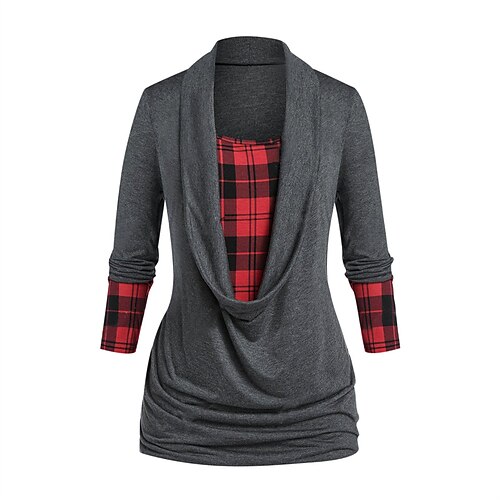 Women's Plus Size Tops Blouse Shirt Plaid Print Long Sleeve Stand Collar Casual Holiday Daily Vacation Cotton Winter Fall Black Purple
Women's Plus Size Tops Blouse Shirt Plaid Print Long Sleeve Stand Collar Casual Holiday Daily Vacation Cotton Winter Fall Black Purple