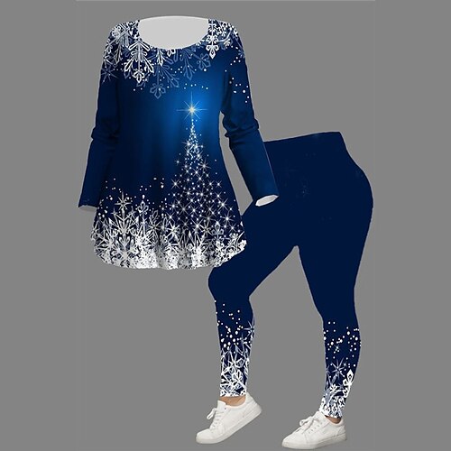 Women's Plus Size Tops Set Christmas Tree Snowflake Print Long Sleeve Crew Neck Casual Festival Christmas Daily Polyester Winter Fall Blue
Women's Plus Size Tops Set Christmas Tree Snowflake Print Long Sleeve Crew Neck Casual Festival Christmas Daily Polyester Winter Fall Blue