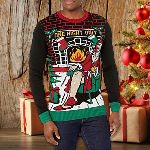 Men's Sweater Ugly Christmas Sweater Pullover Sweater Jumper Ribbed Knit Cropped Knitted Santa Claus Crew Neck Keep Warm Modern Contemporary Christmas Work Clothing Apparel Fall & Winter Black S M L
Men's Sweater Ugly Christmas Sweater Pullover Sweater Jumper Ribbed Knit Cropped Knitted Santa Claus Crew Neck Keep Warm Modern Contemporary Christmas Work Clothing Apparel Fall & Winter Black S M L