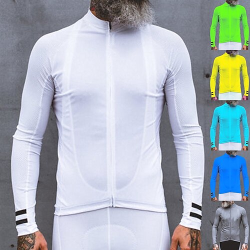21Grams Men's Cycling Jersey Long Sleeve Bike Jersey Top with 3 Rear Pockets Mountain Bike MTB Road Bike Cycling Breathable Quick Dry Moisture Wicking Reflective Strips Green Yellow Blue Spandex
21Grams Men's Cycling Jersey Long Sleeve Bike Jersey Top with 3 Rear Pockets Mountain Bike MTB Road Bike Cycling Breathable Quick Dry Moisture Wicking Reflective Strips Green Yellow Blue Spandex