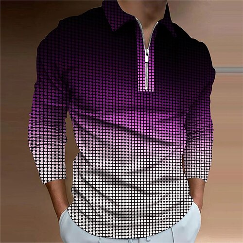 Men's Polo Shirt Golf Shirt Gradient Plaid / Check Graphic Prints Turndown Blue Purple 3D Print Outdoor Street Long Sleeve Zipper Print Clothing Apparel Fashion Designer Casual Soft
Men's Polo Shirt Golf Shirt Gradient Plaid / Check Graphic Prints Turndown Blue Purple 3D Print Outdoor Street Long Sleeve Zipper Print Clothing Apparel Fashion Designer Casual Soft