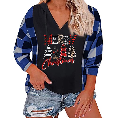 Women's Plus Size Christmas Tops Pullover Sweatshirt Plaid Letter Print Long Sleeve Crewneck Casual Daily Going out Polyester Winter Fall Blue Wine
Women's Plus Size Christmas Tops Pullover Sweatshirt Plaid Letter Print Long Sleeve Crewneck Casual Daily Going out Polyester Winter Fall Blue Wine