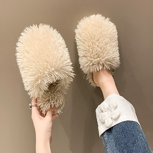 Women's Slippers Home Daily Fuzzy Slippers Fluffy Slippers House Slippers Flat Heel Round Toe Casual Classic Sweet Faux Fur Loafer Solid Colored Yellow Rosy Pink Beige
Women's Slippers Home Daily Fuzzy Slippers Fluffy Slippers House Slippers Flat Heel Round Toe Casual Classic Sweet Faux Fur Loafer Solid Colored Yellow Rosy Pink Beige