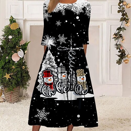 Women's Christmas Casual Dress Shift Dress Midi Dress Midi Dress Black White 3/4 Length Sleeve Snowman Ruched Winter Fall Autumn Round Neck Fashion Daily 2022 S M L XL XXL 3XL
Women's Christmas Casual Dress Shift Dress Midi Dress Midi Dress Black White 3/4 Length Sleeve Snowman Ruched Winter Fall Autumn Round Neck Fashion Daily 2022 S M L XL XXL 3XL