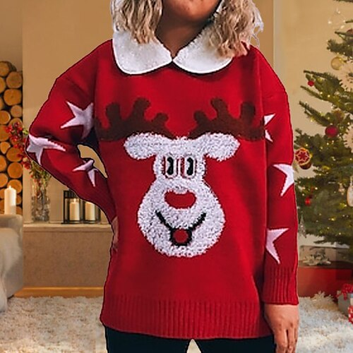 Women's Ugly Christmas Sweater Pullover Sweater Jumper Ribbed Knit Patchwork Knitted Animal Shirt Collar Stylish Casual Christmas Holiday Winter Fall Red Navy Blue S M L / Long Sleeve / Loose Fit
Women's Ugly Christmas Sweater Pullover Sweater Jumper Ribbed Knit Patchwork Knitted Animal Shirt Collar Stylish Casual Christmas Holiday Winter Fall Red Navy Blue S M L / Long Sleeve / Loose Fit