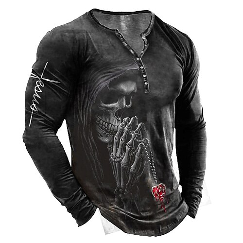 Men's Henley Shirt T shirt Tee Tee Graphic Skull Skeleton Henley Black 3D Print Outdoor Daily Long Sleeve Button-Down Print Clothing Apparel Basic Designer Classic Comfortable
Men's Henley Shirt T shirt Tee Tee Graphic Skull Skeleton Henley Black 3D Print Outdoor Daily Long Sleeve Button-Down Print Clothing Apparel Basic Designer Classic Comfortable